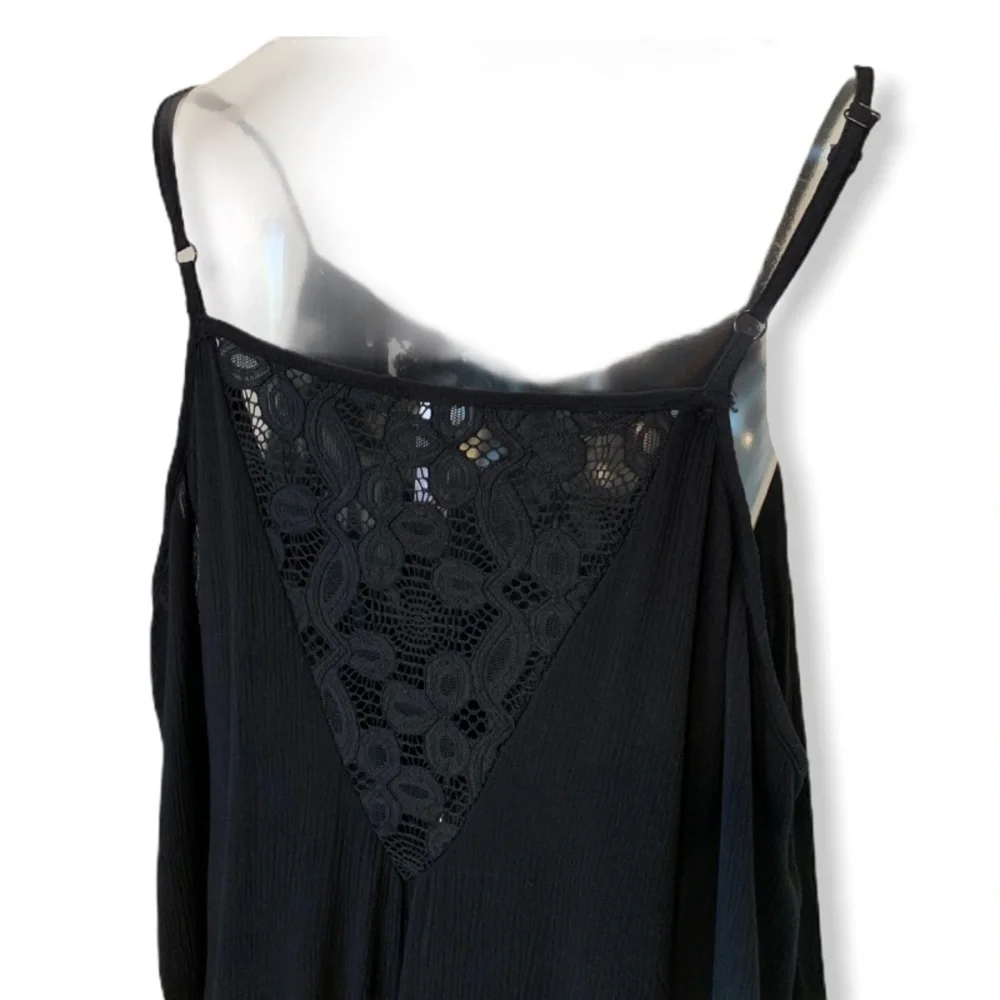 *4-4-20* Xhilaration Black Cold Shoulder Lace Back Dress M - Picture 3 of 4